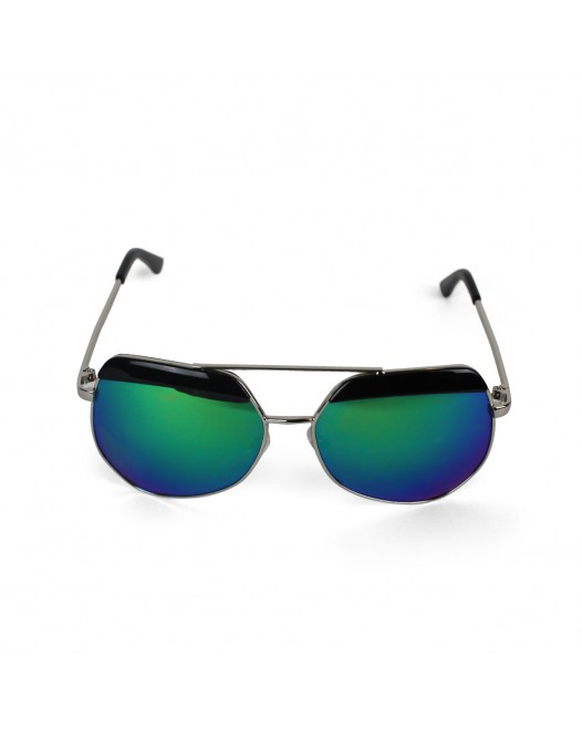 UV Protected Ocean Blue Mirrored Aviator Sunglasses Mens With Silver Metal And Black Frame