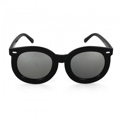 Unisex Aviator Film Mirror Full Thick Black Frame Black Lens Sunglasses