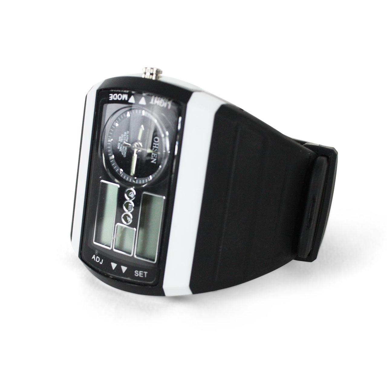 OHSEN Analog Digital Water Resistant Quartz LED 12/24Hrs Sport Rubber Wristwatch