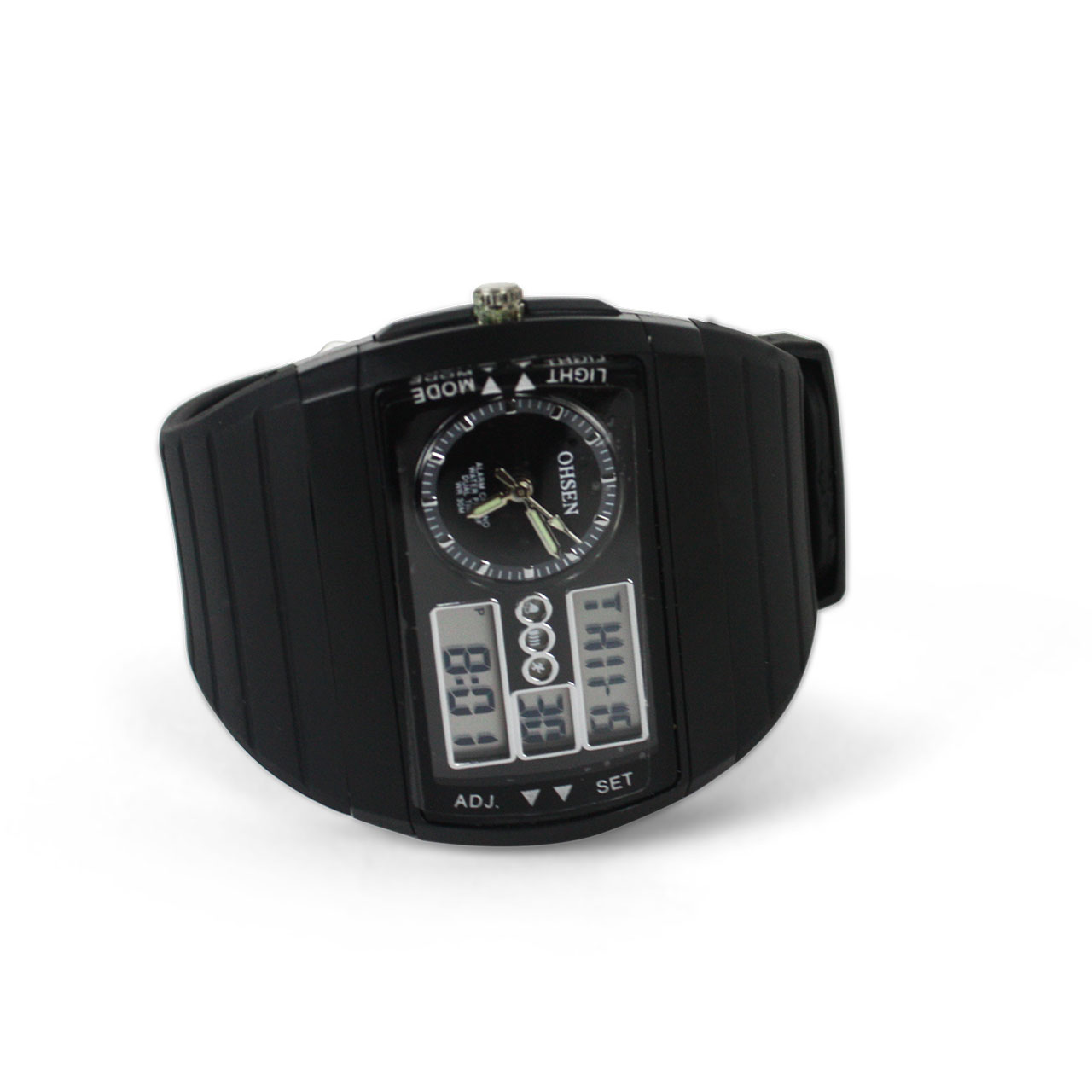 OHSEN Analog Digital Water Resistant Quartz LED 12/24Hrs Sport Rubber Wristwatch