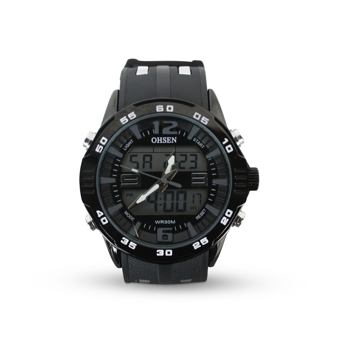 Men's Sport Ohsen Luxury Light Battery Big Dial WR30M Quartz Wristwatch