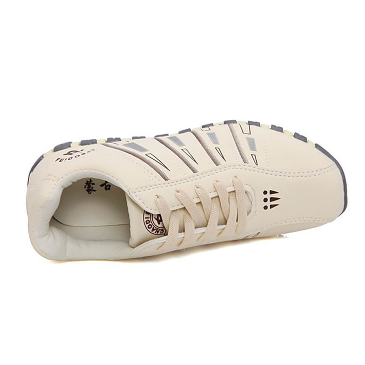 Women's Sneakers Flat Heel Lace-up PU Comfort Walking Shoes Beige