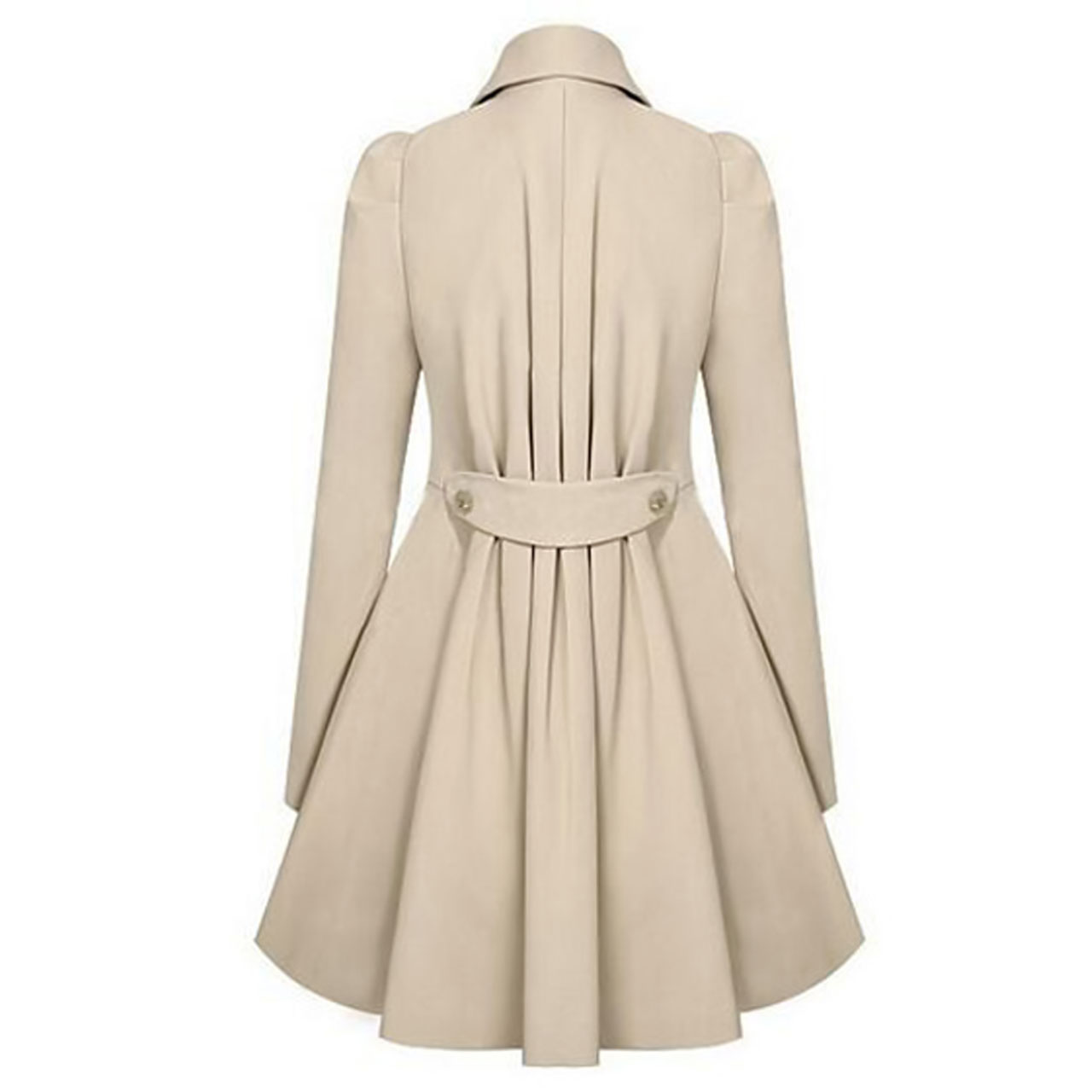 Women's Daily Spring Long Trench Coat, Solid Colored Shirt Collar Long Sleeve Polyester Khaki
