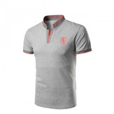 Solid Collared Slim Active Daily Sports Short Sleeve Men's Gray Polo Shirt