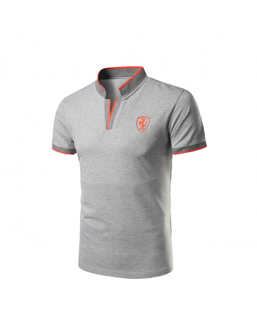 Men's Solid Colored Slim Polo Active Daily Sports Stand Gray Summer Short Sleeve