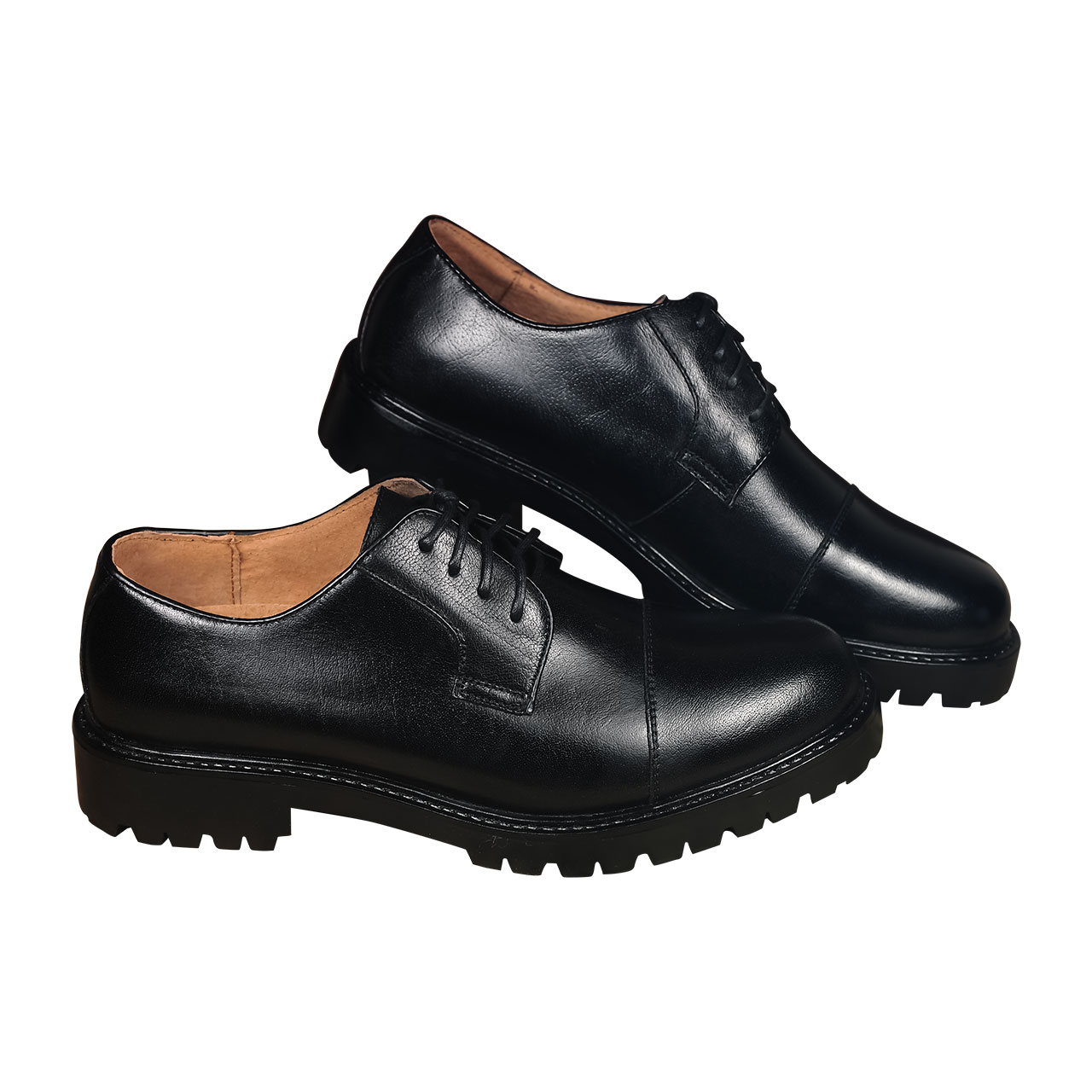 Classic Plain Cap Toe Lace Up Genuine Leather Black Oxford Shoes Mens