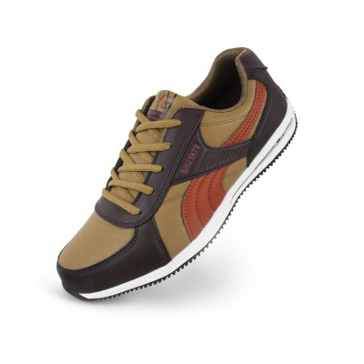 Leatherette Brown Athletic Fashion Mens Casual Shoes