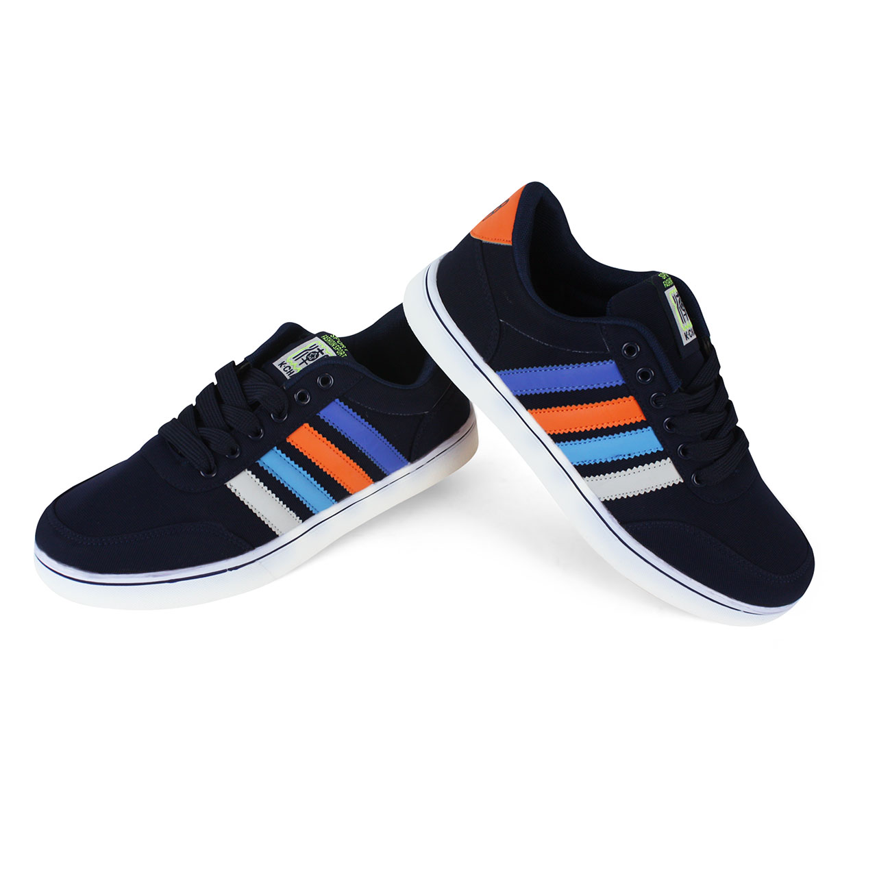 Trendy Lace-Up Sport Striped Multi Colored Sneakers Shoes Mens - Ash/Blue