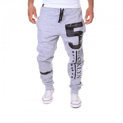 Men's Active Basic USA WFH Loose Gray Sweatpants Joggers