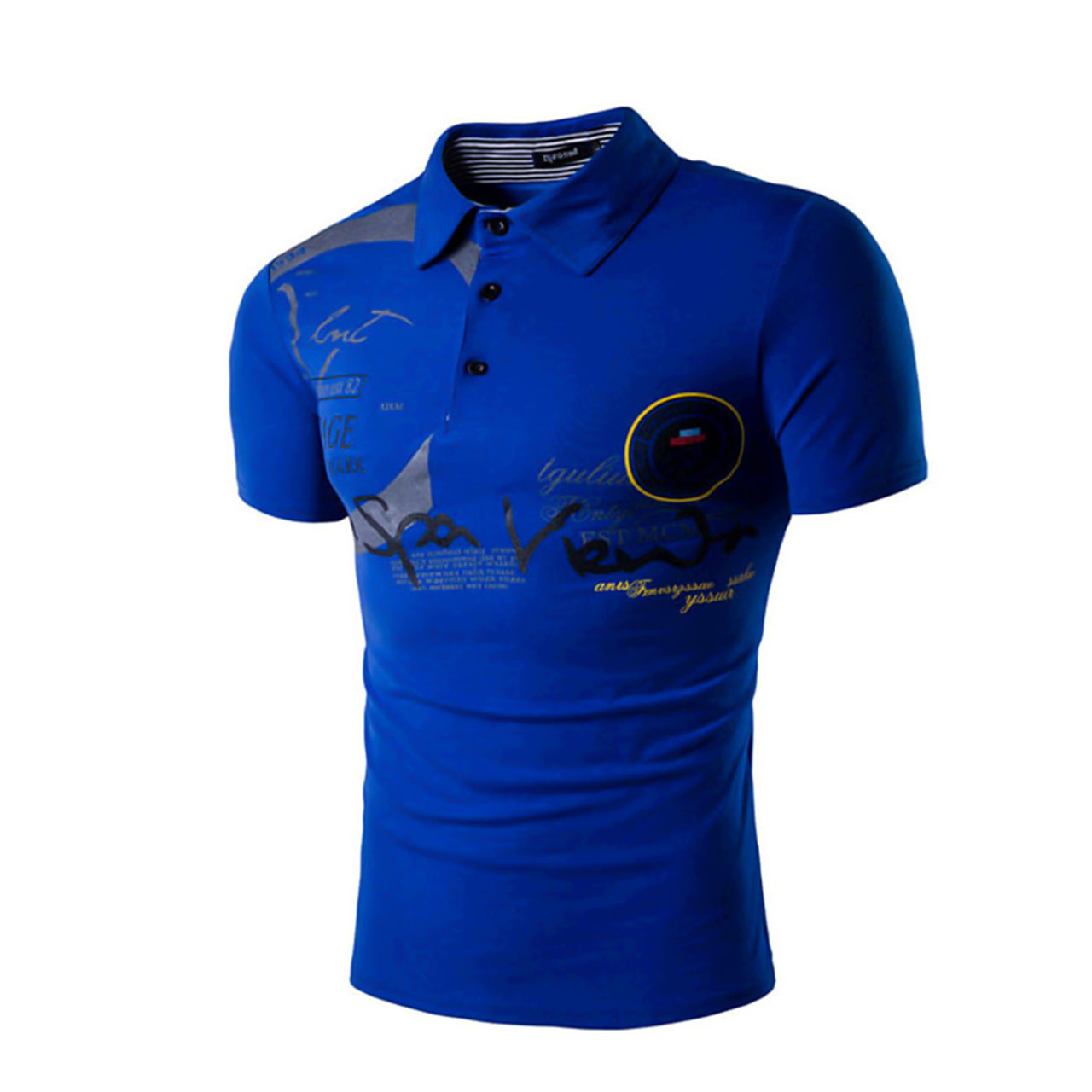 Men's Active Sports Going Out Weekend Summer Short Sleeve Royal Blue Polo Shirt With Collar