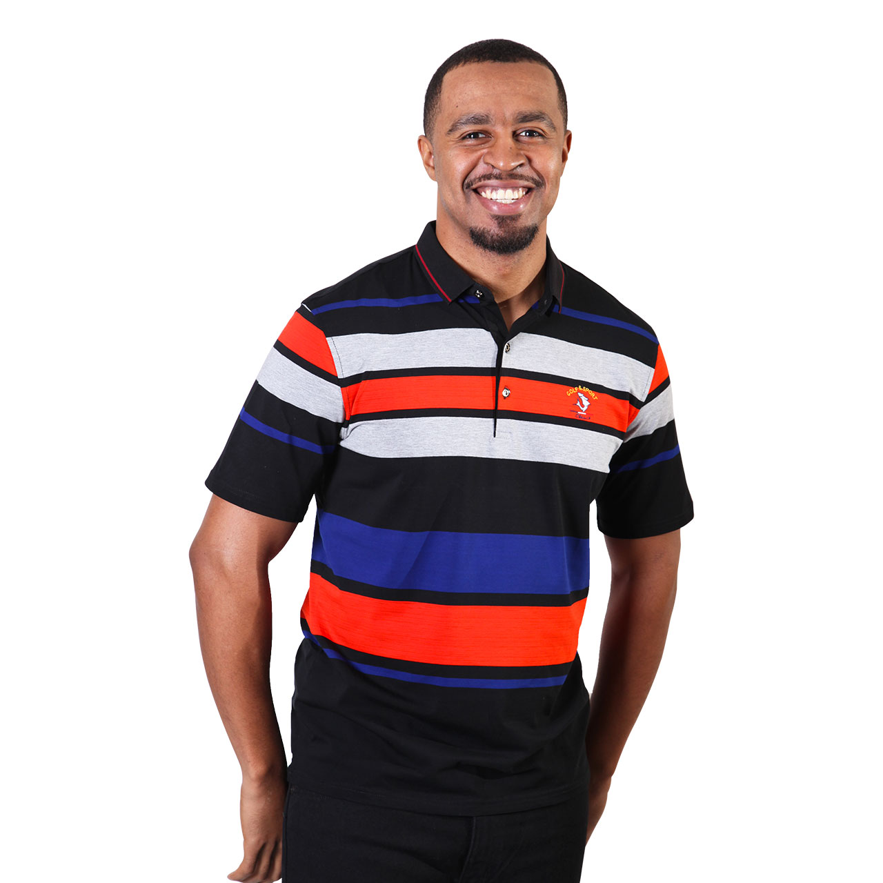 Multicolor Horizontal Striped Designer Polo Shirts For Men