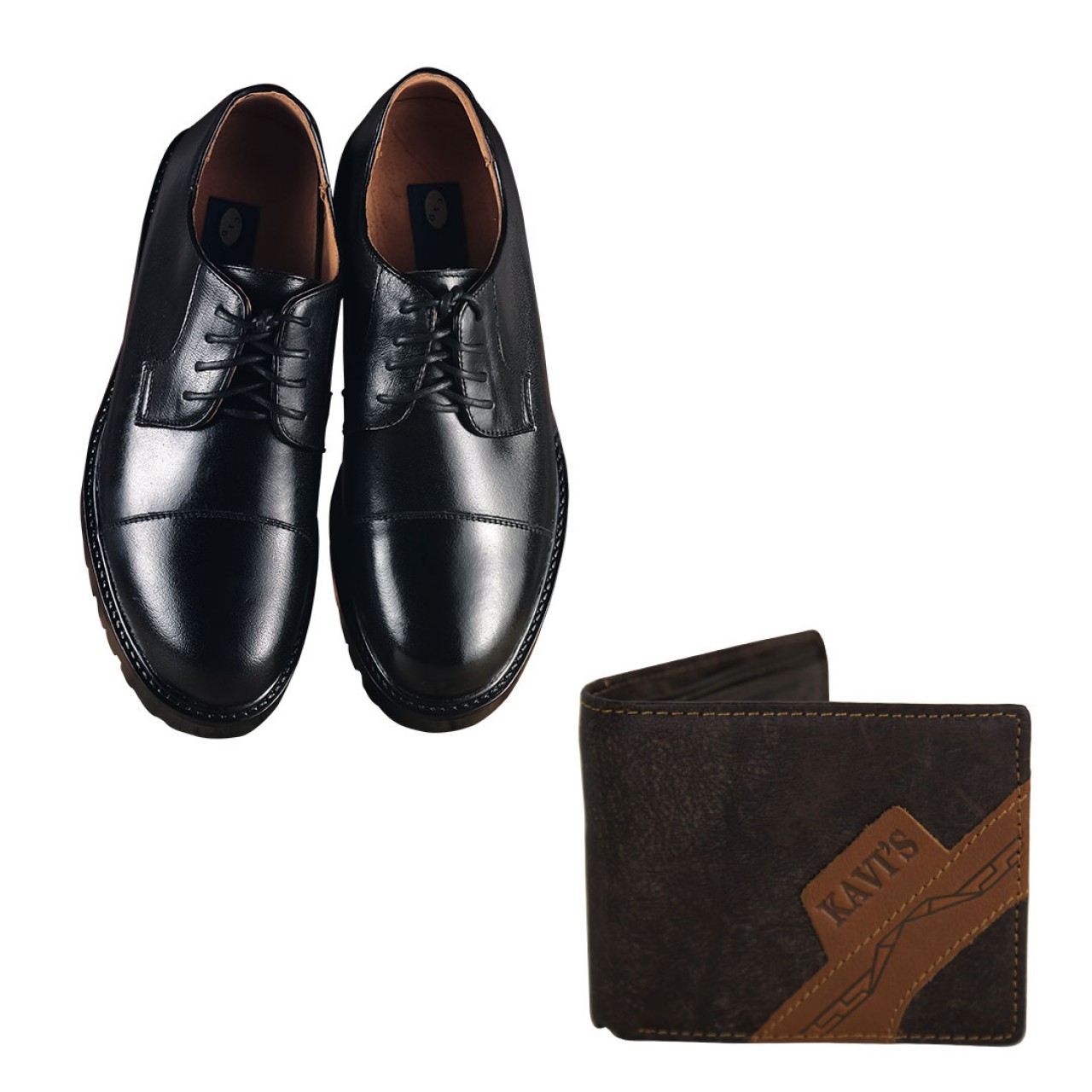 Get 4 & Pay For 2 - Genuine Leather Shoes for Men (Combo Pack of Oxford Shoes, Wallet, Watch & Sunglass)