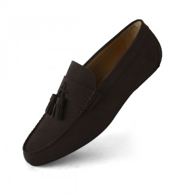 Suede Comfort Mens Casual Brown Loafers Tassels Kiltie Shoes