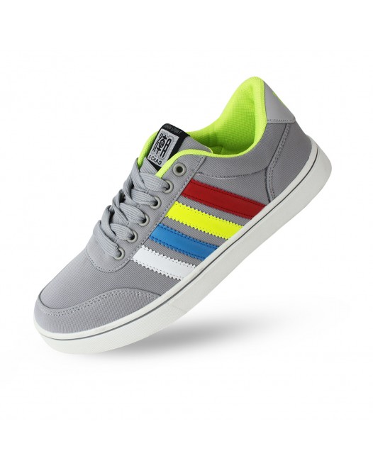 Trendy Lace-Up Sport Striped Multi Colored Sneakers Shoes Mens - Ash/Blue