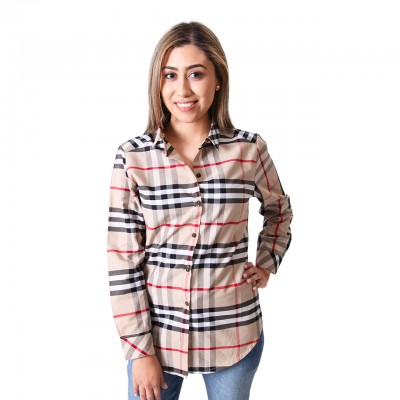 Women's Multicolor Plaid Flannel Long Sleeve Shirt