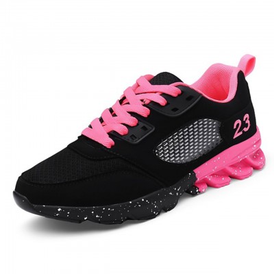 Womens Pink Athletic Platform Walking Tulle Running Shoes