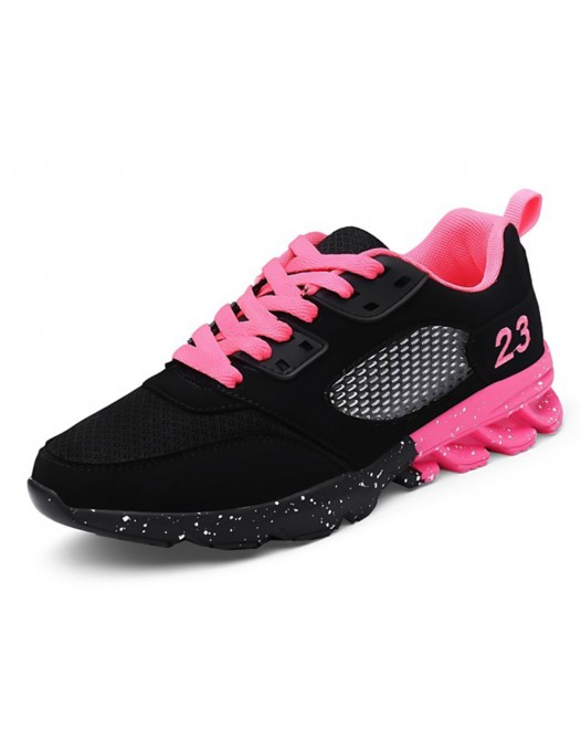 Womens Pink Athletic Platform Walking Tulle Running Shoes