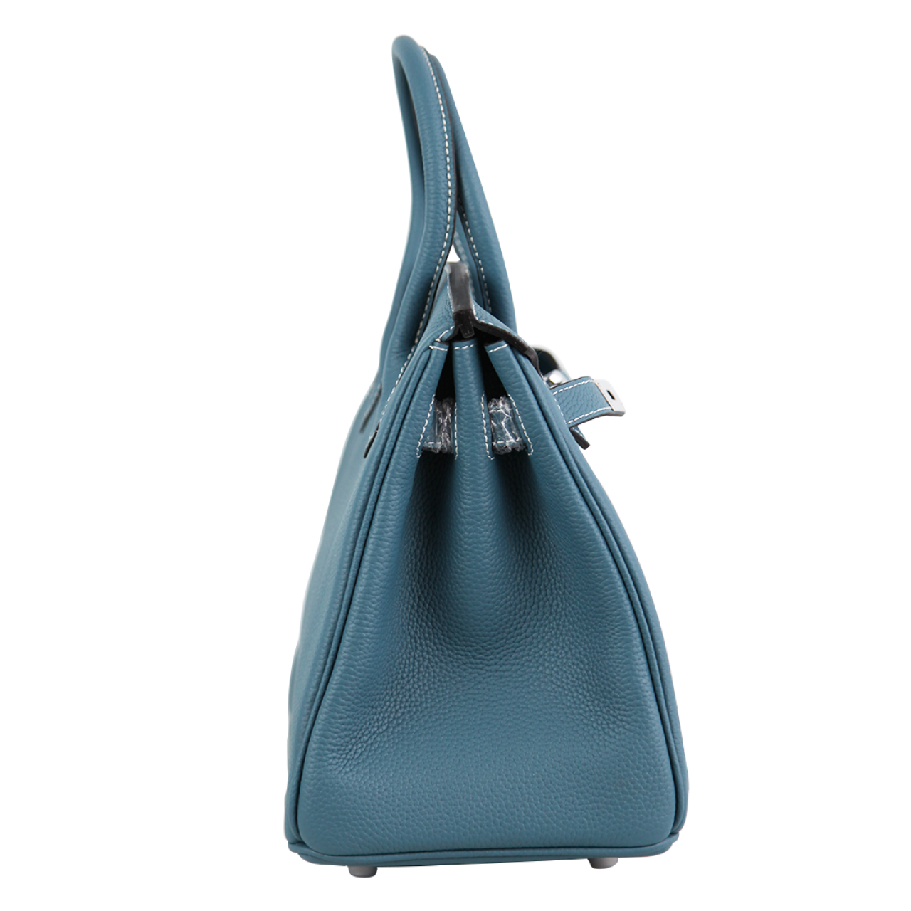 Zeekas Women Satchel Purse Silver Hardware Belted Top-handle PU Leather Blue Tote Shoulder Bag