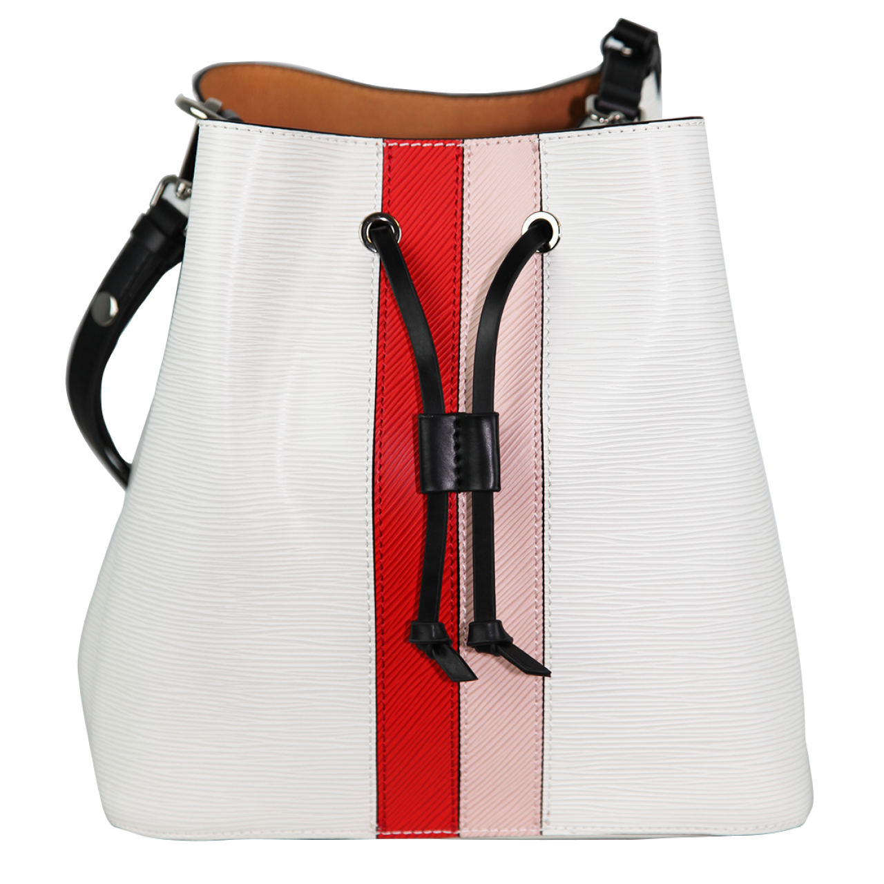 Zeekas Stylish Solid White With Red And Pink Bucket Tote Sling Bag For Women