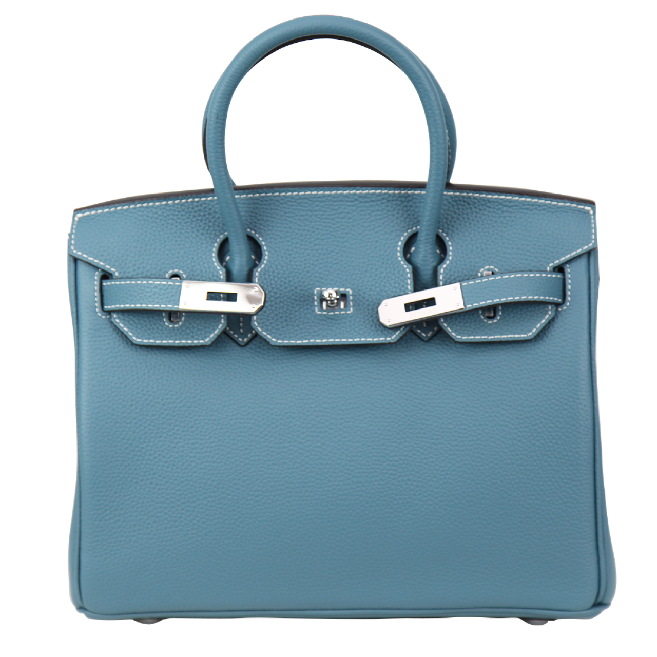 Women's Satchel Blue Tote Shoulder Top Handle Designer Leather Silver Hardware Zeekas Branded Handbag