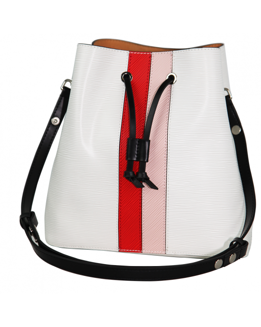 Zeekas Women's Stylish Sling White With Red And Pink Designer Drawstring Bucket Bag Pattern Shoulder Handbag