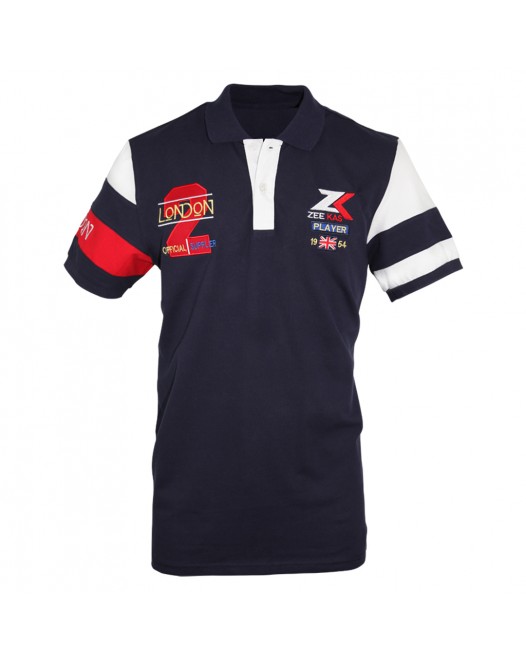 Zeekas No.2 London Player Men's Navy Blue Polo T Shirt Half Sleeve