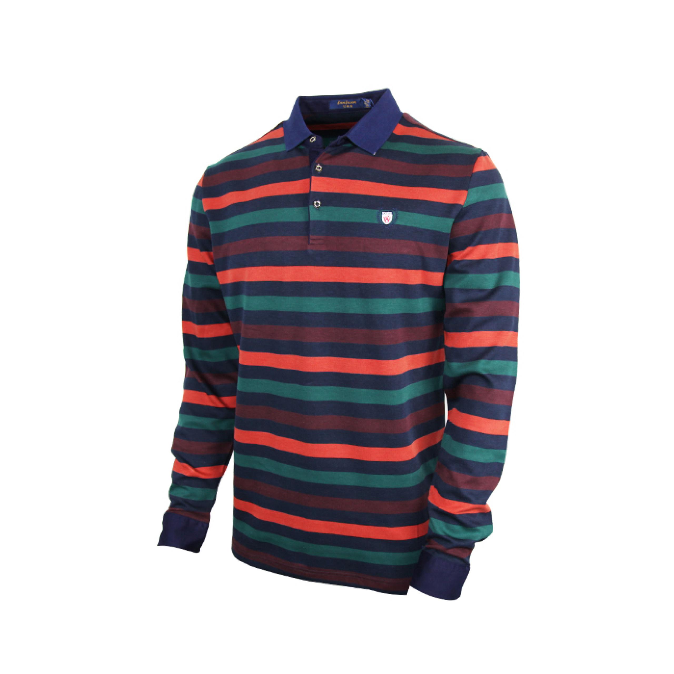 Designer Mens Long Sleeve Polo Shirt With Multicolor Stripes
