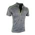 Men's Modern Sport Ash Grey T Shirt Collar Stretched Zipper Neck