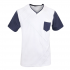 Men's Cross Pattern Navy Blue Pocket Short Sleeve White V Neck T Shirt Dress