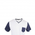 Men's V Neck Cross Pattern White With Navy Blue Short Sleeve Pocket T Shirt Dress
