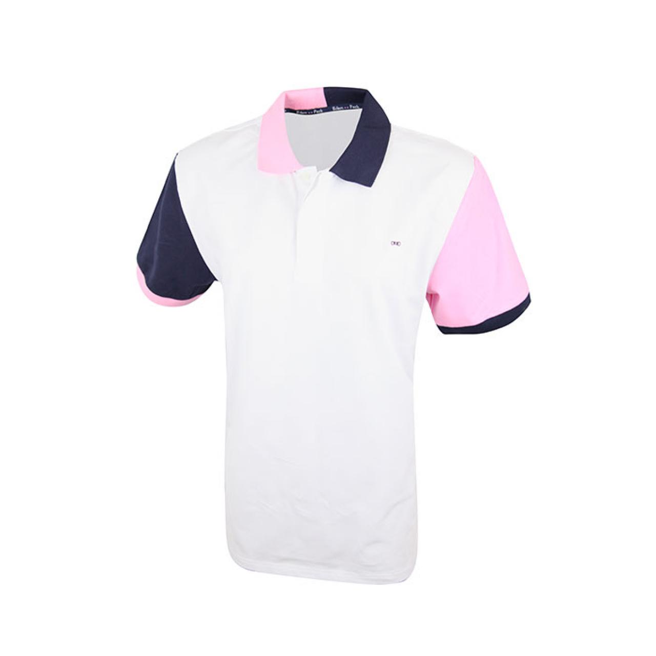 Men's Multi-Color Short Sleeves And Collared Fit Pink White Polo Shirt