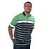 Men's Short Sleeve Striped White Green And Blue Polo Shirt