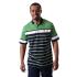 Men's Solid Navy Blue Collar Green And White Striped Polo Shirt With Short Sleeves
