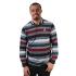 Multicolor Collared Striped Long Sleeve Polo Shirts For Men