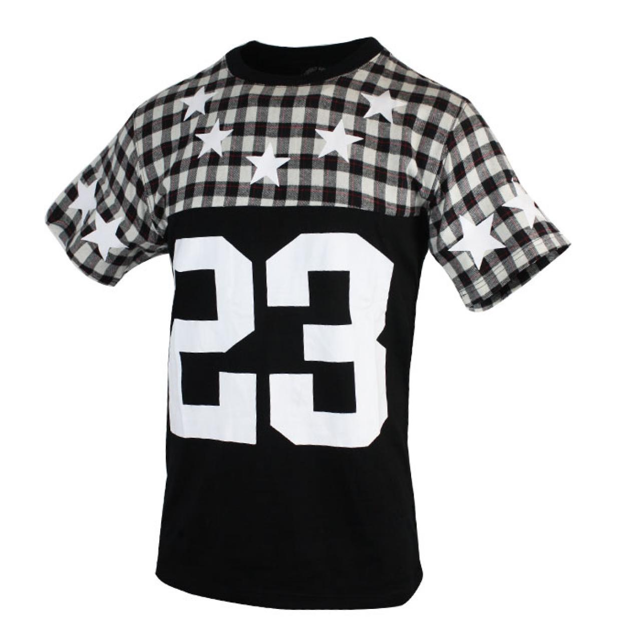 Player Design Mens Black Tee Shirt With Checkerboard Background