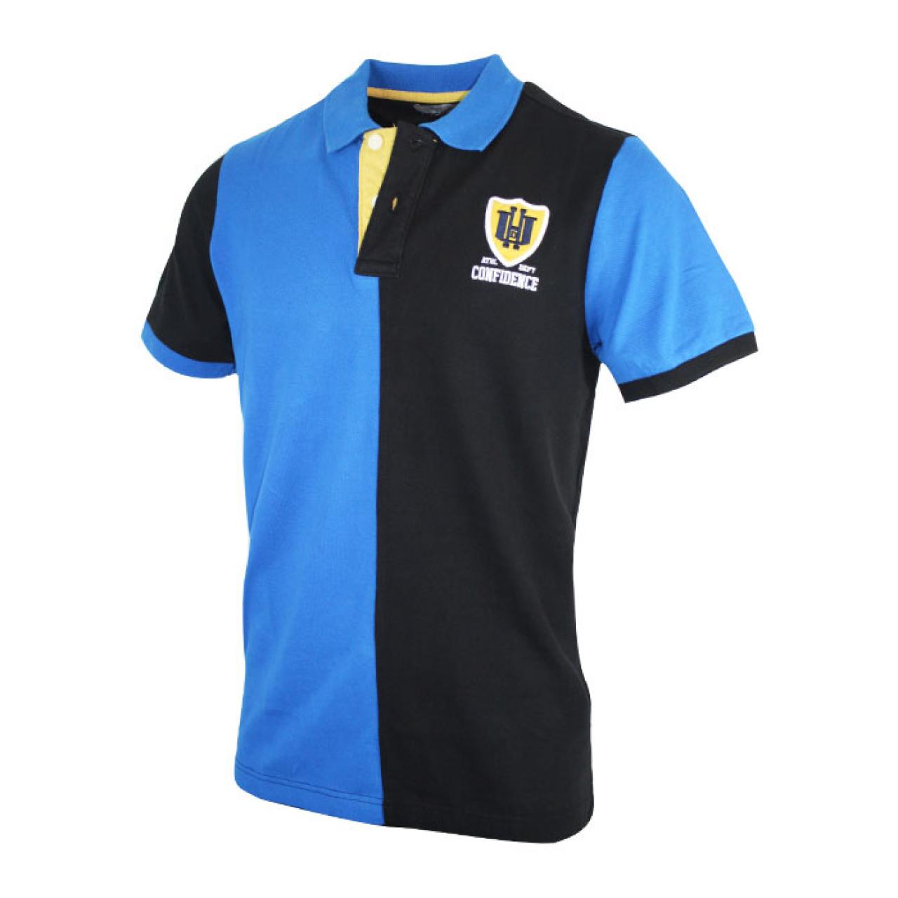 Men's Double Color Designer Polo Shirt Blue And Black Stylish Collared Tees
