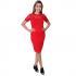 Women High Neck Lace Shift Dress Pencil Short Sleeve Red Bodycon Dress