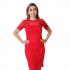 Women's Bloody Red Floral Embroidery Designed Pencil Dress