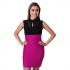 Women's Designer Neck Casual Knee Length Midi Pink And Black Pencil Dress Sleeveless