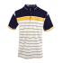 Men's Short Sleeve White Navy Blue And Yellow Polo Shirt With Collared Horizontal Striped Shirts