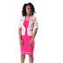 Women's Midi Length Pink Bodycon Dress Long Sleeve With Light Rose Overcoat