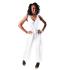 Sexy White Deep V Neck Wide Leg Solid Jumpsuits