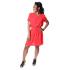 Women's Red Sleeve Crew-Neck Strappy Wrap Belted Dress