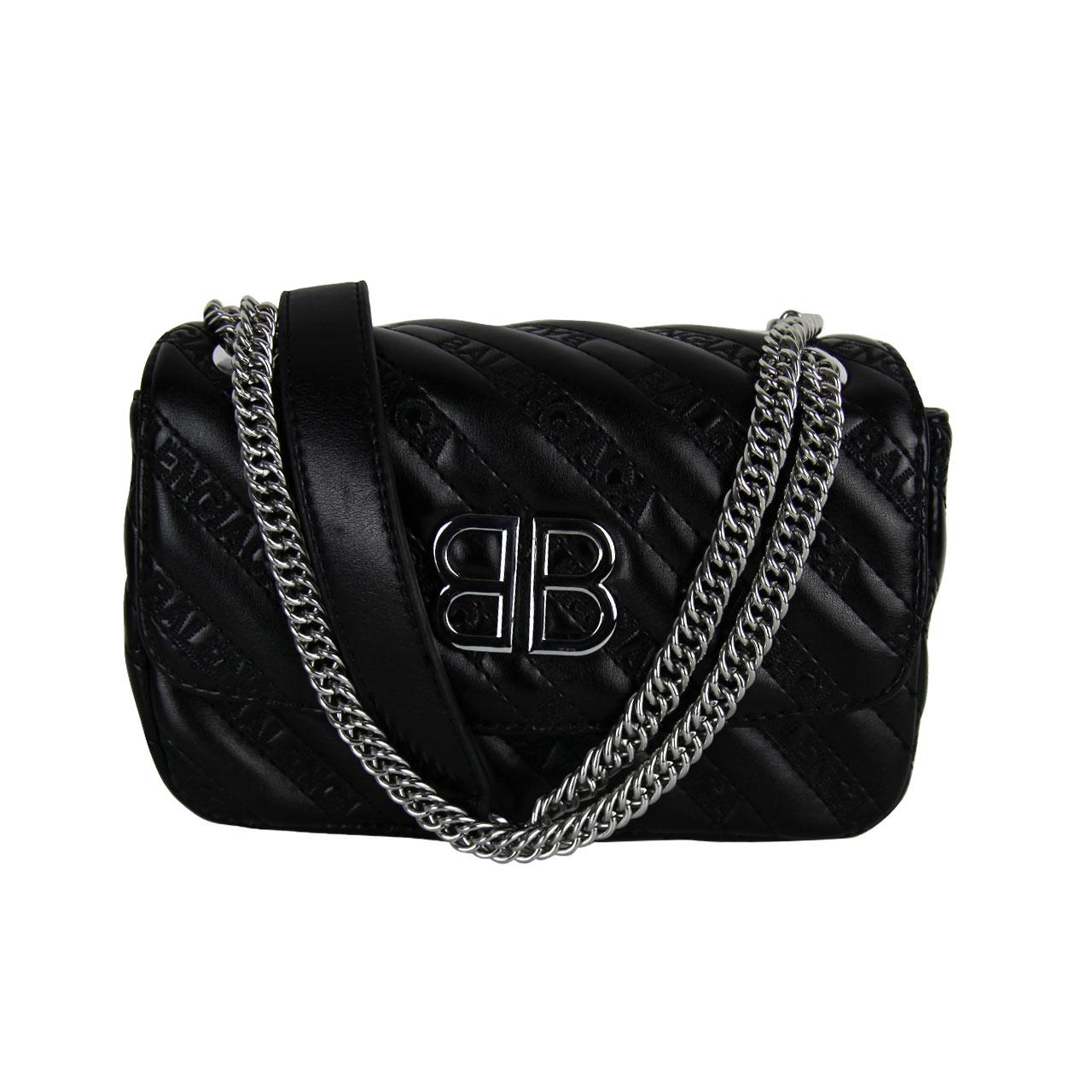Real Leather Quilted Small Black Crossbody Purse With Leather And Silver Chain Strap For Women