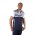 Regular Fit Solid Collar Mens Navy Blue And White Striped Polo Shirt