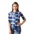 Women's Long Sleeve Multicolor Plaid Shirt Flannel Cotton Print Twill Roll-Tab