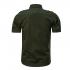 Solid Collared Button Up Slim Fit Short Sleeve Cotton Army Green Military Shirt For Mens