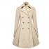 Women's Trench Coat Jacket Long Spring Solid Khaki Colored Shirt