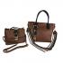 2 Piece Handbag Tote Crossbody Brown/Gray Womens Leather Shoulder Bag Set With Straps