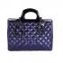 Classic Flip Top Handle Women's Blue / Black Satchels Bag With Chain Strap